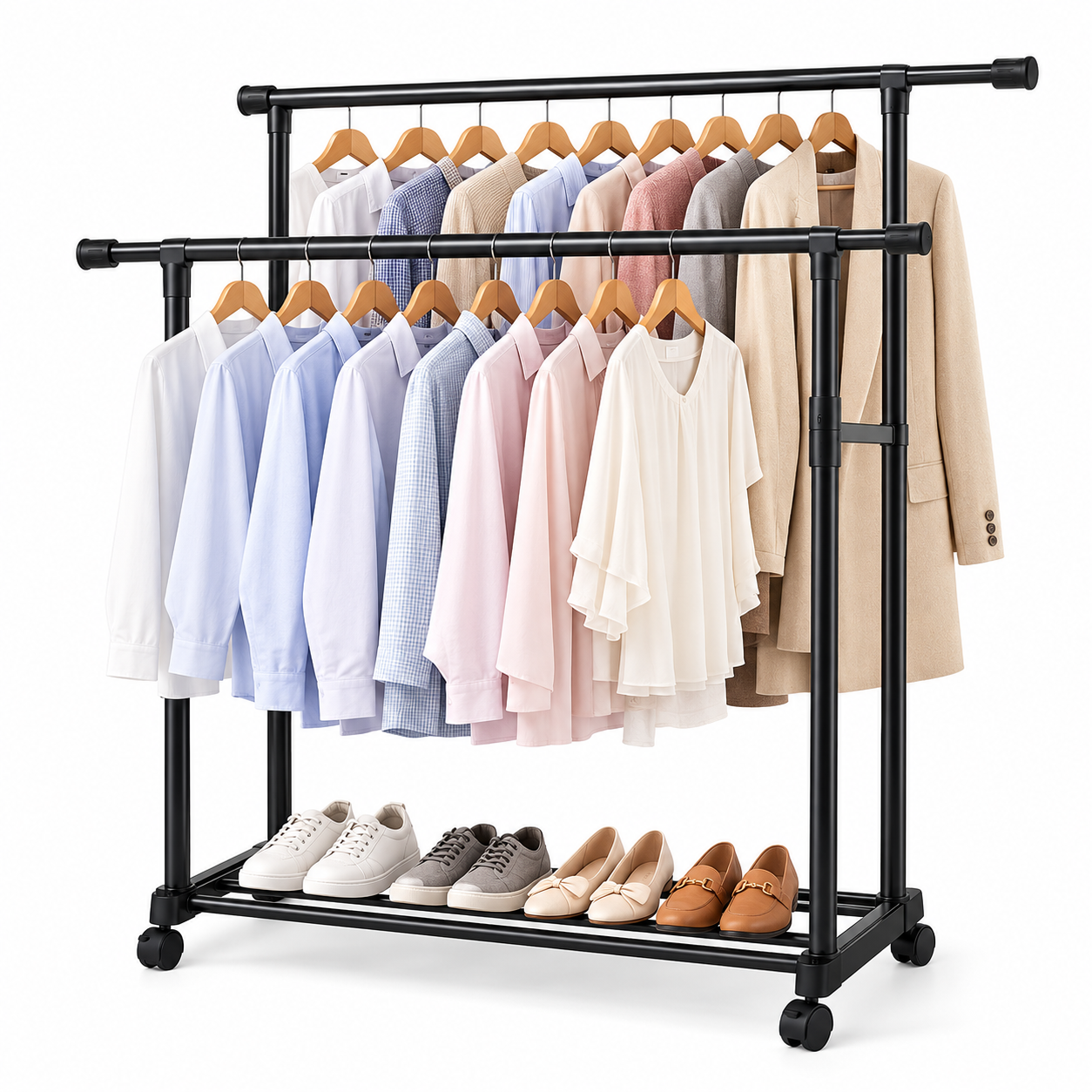 Heavy-Duty Double-Rail Garment Rack