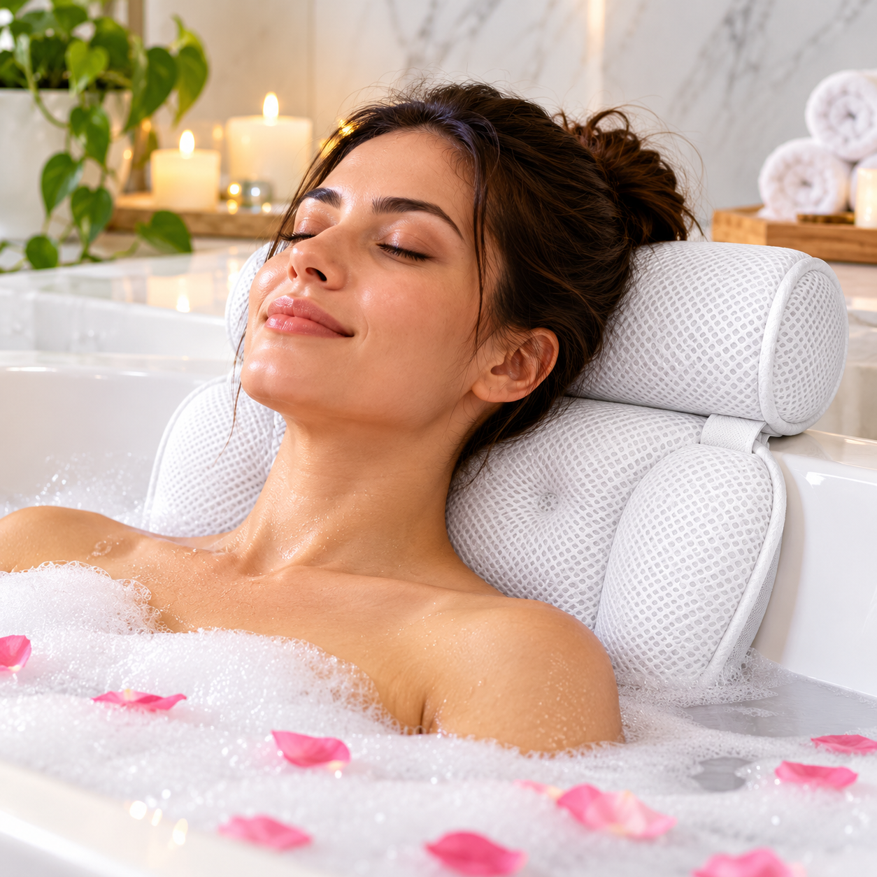Serene Spa Bath with Ergonomic Pillow