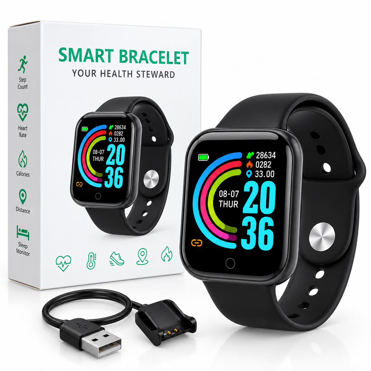 Smart Bracelet – Multi-Function Fitness & Activity Tracker