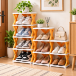 Tiered Shoe Rack with Colorful Footwear (1)